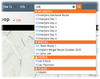 Use the Universal Search to quickly find your routes