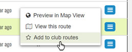 Select Add to club routes