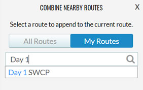 Select a route to combine