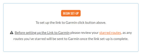 Begin setting up the Link to Garmin