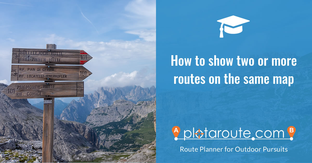 How to show two or more routes on one map using plotaroute.com