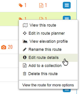 My Routes context menu