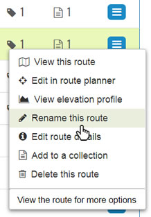 My Routes context menu