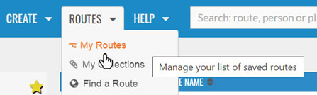 My Routes on the Routes menu