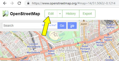 Click EDIT to launch the OSM map editor