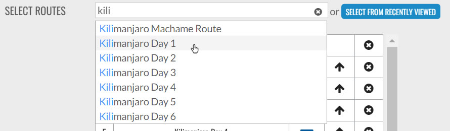 Select routes to show together on one map