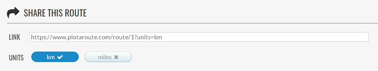 Override the default units when sharing a route