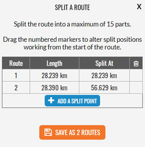 Route split into sections