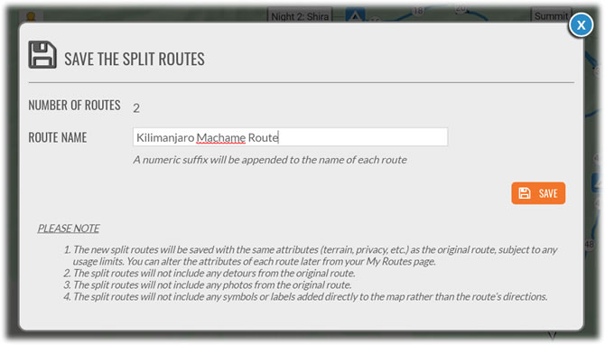 Save the split routes