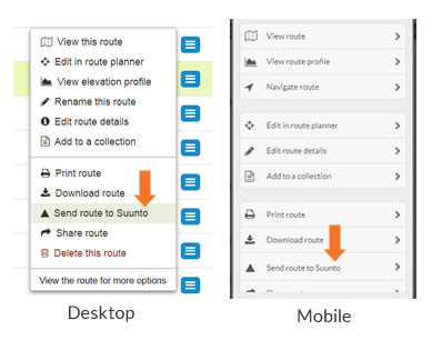 Send route to Suunto
